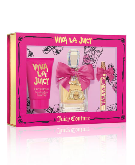 Picture of Juicy Couture 3 Piece Fragrance Set Viva La Juicy Eau De Parfum, Women's Perfume Set Includes EDP Spray Perfume, Mini Perfume & Body Lotion - Floral & Sweet Travel Perfume & Travel Body Lotion for Women, 3.4 fl. oz