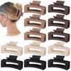 Picture of Sisiaipu Hair Claw Clips, 3.5 Inch Medium Hair Clips 12 Pcs Square Jaw Clips for Thick and Thin Hair - Brown, Matte Black, Dark Brown, Light Brown, Bulk Hair Accessories