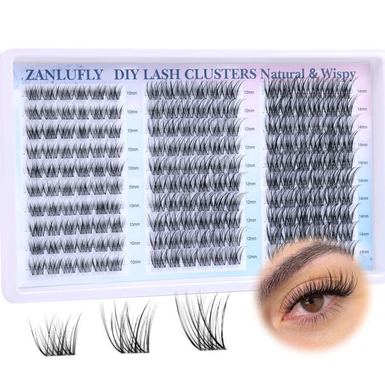 Picture of Lash Clusters Wispy Eyelash Clusters Natural CC Curl Cluster Lashes zanlufly Wispy Individual Lashes 180Pcs Eyelash Extension 10 12 14MM DIY Lash Extension