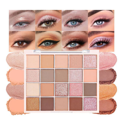 Picture of CAKAILA 20 Colors Nude Pink Gold Brown Basics Eyeshadow Palette,Matte Nude Neutral Naked Eye Shadow Makeup,Highly Pigmented Long Lasting Waterproof Ultra-Blendable,Great for Travel Gift Kit