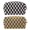 Picture of PAZIMIIK Checkered Makeup Bag for Purse Portable Zipper Make Up Pouch Small Cosmetic Case for Travel Accessories (2PCS Black Coffee)