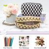 Picture of PAZIMIIK Checkered Makeup Bag for Purse Portable Zipper Make Up Pouch Small Cosmetic Case for Travel Accessories (2PCS Black Coffee)