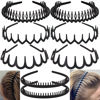 Picture of ULTIMUTE 8 PCS Fashion No Slip Effortless Plastic Headbands with Teeth Comb Black Skinny Hair Accessories Bands for Women Men Teen Girls, Matte Black