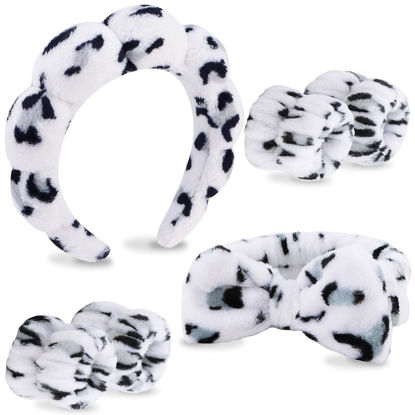 Picture of VELSCRUN 6 Pack Hairband, Makeup Headband, Face Wash Headband, Skincare Headbands, Leopard Print-White, Microfiber, One Size Fits All, Unisex, Ideal Gift for Adults, Beauty & Spa Enthusiasts