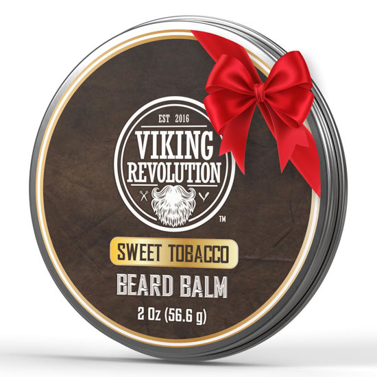 Picture of Viking Revolution Sweet Tobacco Beard Balm - Beard Butter with Argan Oil, Beard Softener for Men with Jojoba Oil - Beard Moisturizer for Men with Beeswax - Beard Wax for Men (2oz, 1 Pack)