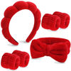 Picture of VELSCRUN 6 Pack Hairband, Makeup Headband, Face Wash Headband, Skincare Headbands, Red Microfiber Hair Band with Bow Tie Spa Headband for Washing Face Wristband Set Hair Accessories for Women
