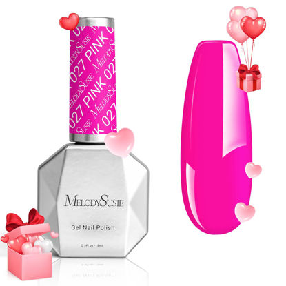 Picture of MelodySusie Thick Neon Pink Gel Nail Polish,0.5fl oz Bright Pink Nails Soak Off UV LED Hot Pink Gel Polish Gift for Women Nail Art Manicure Salon DIY Nail Design Decoration at Home-027