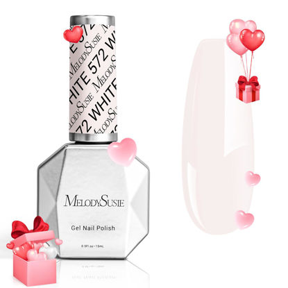 Picture of MelodySusie Thick White Gel Nail Polish,0.5fl oz Milky Pink Nails Soak Off UV LED Milky White Gel Polish Gift for Women Nail Art Manicure Salon DIY Nail Design Decoration at Home-572