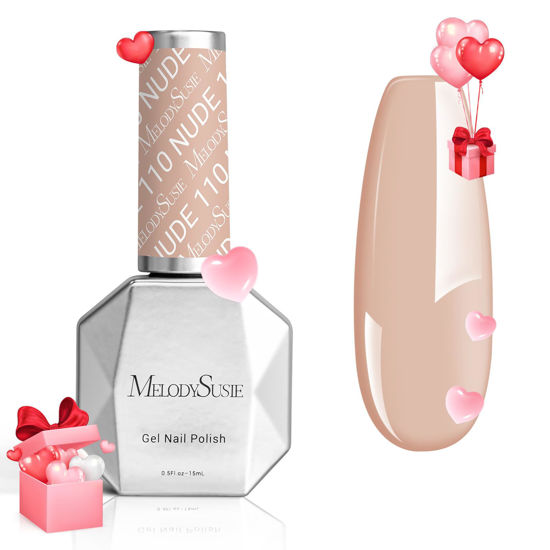 Picture of MelodySusie Thick Nude Gel Nail Polish,0.5fl oz Nude Peach Soak Off UV LED Sand Nude Gel Polish Gift for Women Nail Art Manicure Salon DIY Nail Design Decoration at Home-110