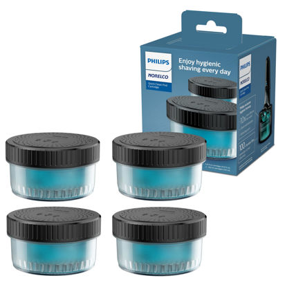 Picture of Philips Norelco Quick Clean Pod Cartridge, Lubricates Shaver & Eliminates Cut Hair, 4x 5.4 fl oz Cartridges (Up to 1yr Supply), BD9010AZ