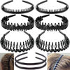Picture of ULTIMUTE 8 PCS Fashion Effortless Plastic Headbands with Teeth Comb Black Skinny Headbands No Slip Hair Accessories Bands for Women Men Teen Girls, Bright Black