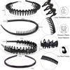 Picture of ULTIMUTE 8 PCS Fashion Effortless Plastic Headbands with Teeth Comb Black Skinny Headbands No Slip Hair Accessories Bands for Women Men Teen Girls, Bright Black