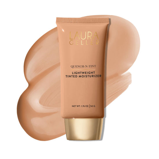 Picture of LAURA GELLER NEW YORK Quench-n-Tint Hydrating Foundation - Medium - Sheer to Light Buildable Coverage - Natural Glow Finish - Lightweight Formula with Hyaluronic Acid