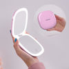 Picture of Mocado Compact LED Travel Makeup Mirror - 4 Inches 1X/10X Magnification Travel Mirror with Light Dimmable Double Sides Lighted USB Rechargeable Compact Mirror for Purse,Pocket,Travel(Purple)