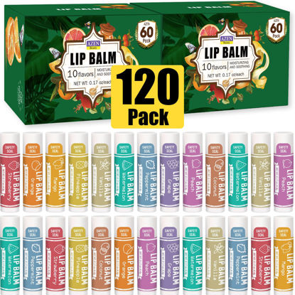 Picture of AZEN 120 Pack Lip Balm, Natural Lip Balm Bulk, Lip Care Product, Christmas Stocking Stuffers, Christmas Gifts for Women Girls - 10 Flavors