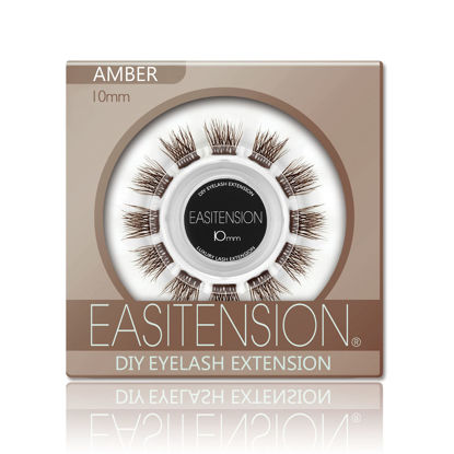 Picture of DIY Eyelash Extension, 3D Effect Individual Melt Flare Lash Cluster Natural Lashes Set, Home Eyelash Extension, Lashes Pack (10MM-Amber)