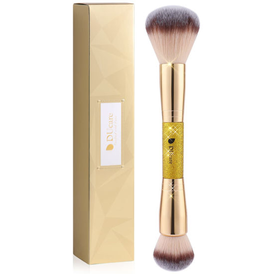 Picture of DUcare Makeup Foundation Brushes Double Ended Blush Powder Brush, Duo Bronzer Blush ideal for cream or powder