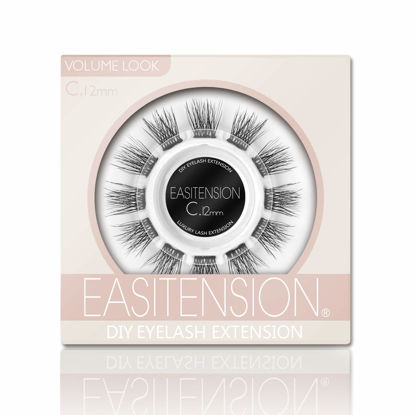 Picture of DIY Eyelash Extension, 3D Effect Glue Bonded Band Individual Lash 12 Clusters Volume Lashes Set, Home Eyelash Extension, C curl Lashes Pack(12MM)