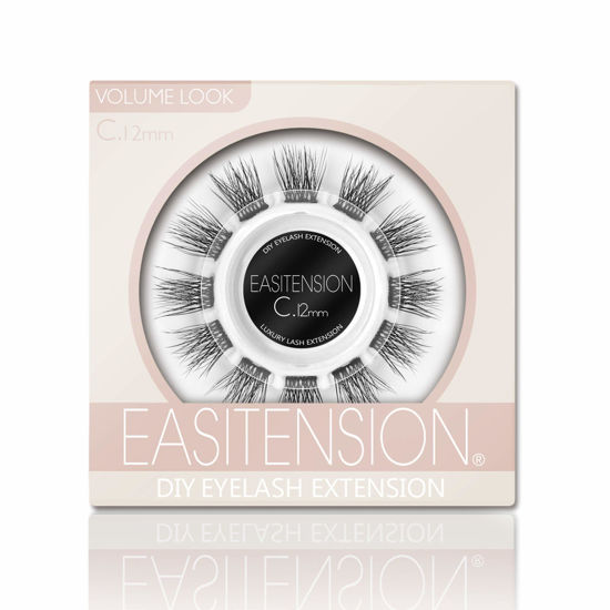 Picture of DIY Eyelash Extension, 3D Effect Glue Bonded Band Individual Lash 12 Clusters Volume Lashes Set, Home Eyelash Extension, C curl Lashes Pack(12MM)