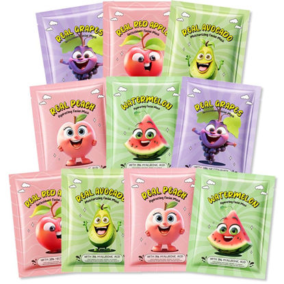 Picture of Kaely 10 Pack Fruit Face Masks for Kids, Spa Party Facial Mask Skincare Set, Sheet Masks Skin Care, Moisturize Brighten Soothe for All Skin Types, Christmas Birthday Gifts for Women Men Girls, 04