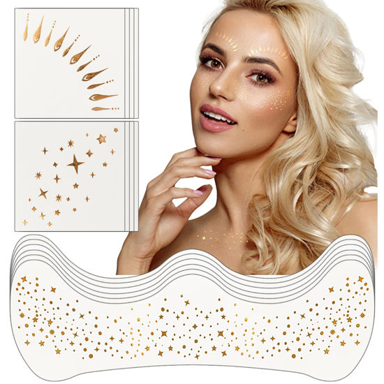 Picture of Glitter Freckles Face Tattoo,Glitter Freckles, Metallic Gold Makeup Patches,14 Assorted Sparkle Face Tattoos