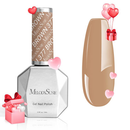 Picture of MelodySusie Thick Brown Gel Nail Polish,0.5 Fl Oz Beige Brown Color Nails Soak Off UV LED Brown Neutral Nude Gel Polish Gift for Women Nail Art Manicure Salon DIY Nail Design Decoration at Home-377