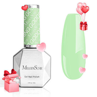 Picture of MelodySusie Thick Light Green Gel Nail Polish,0.5 Fl Oz Pastel Green Soak Off UV LED Funny Bunny Green Gel Polish Gift for Women Nail Art Manicure Salon DIY Nail Design Decoration at Home-326