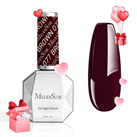 Picture of MelodySusie Thick Brown Gel Nail Polish,0.5fl oz Dark Red Brown Nails Soak Off UV LED Brown Gel Polish Gift for Women Nail Art Manicure Salon DIY Nail Design Decoration at Home-077