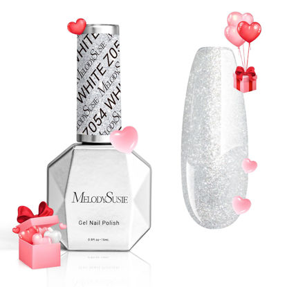 Picture of MelodySusie Thick White Glitter Gel Nail Polish,0.5fl oz Soak Off UV LED Sparkle Pure White Glitter Gel Polish Gift for Women Nail Art Manicure Salon DIY Nail Design Decoration at Home-z054