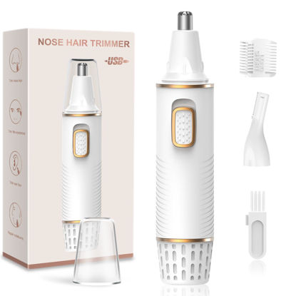 Picture of Nose Hair Trimmer for Women Men, 2025 Painless USB Rechargeable Nose Hair Trimmer, Ear and Nose Hair Trimmer for Women Men, Professional Facial Hair Trimmer with IPX7 Waterproof Dual Edge Blades