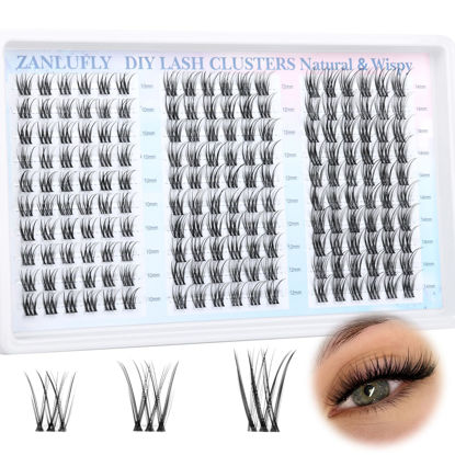 Picture of Lash Clusters Wispy Eyelash Clusters Natural C Curl Cluster Lashes zanlufly Wispy Individual Lashes 180Pcs Eyelash Extension 10 12 14MM DIY Lash Extension