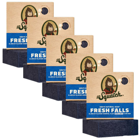 Picture of Dr. Squatch Men's Natural Bar Soap - Fresh Falls 5 Pack - Smell like a Crisp Forest Waterfall