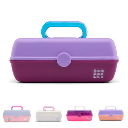 Picture of Caboodles Pretty in Petite Makeup Box, Two-Tone Lavender on Violet, Hard Plastic Organizer Box, 2 Swivel Trays, Fashion Mirror, Secure Latch for Safe Travel