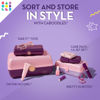 Picture of Caboodles Pretty in Petite Makeup Box, Two-Tone Lavender on Violet, Hard Plastic Organizer Box, 2 Swivel Trays, Fashion Mirror, Secure Latch for Safe Travel