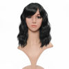 Picture of VCKOVCKO Bob Wave Wig With Air Bangs Natural Black Natural Curly Wavy Short Bob Wigs Women's Shoulder Length Wigs Synthetic Cosplay for Girl Colorful Wigs，1B