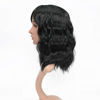 Picture of VCKOVCKO Bob Wave Wig With Air Bangs Natural Black Natural Curly Wavy Short Bob Wigs Women's Shoulder Length Wigs Synthetic Cosplay for Girl Colorful Wigs，1B