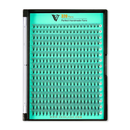 Picture of VAVALASH 320 Fans Premade Fans Eyelash Extensions 8D 10D 12D 14D 16D 20D 0.03 0.05 0.07 Thickness C/D Curl Middle Stem Heat Bonded Premade Fans Volume Lash Extensions (320 Fans-14D-0.05-C-9mm)