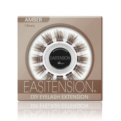 Picture of DIY Eyelash Extension, 3D Effect Individual Melt Flare Lash Cluster Natural Lashes Set, Home Eyelash Extension, Lashes Pack (14MM-Amber)