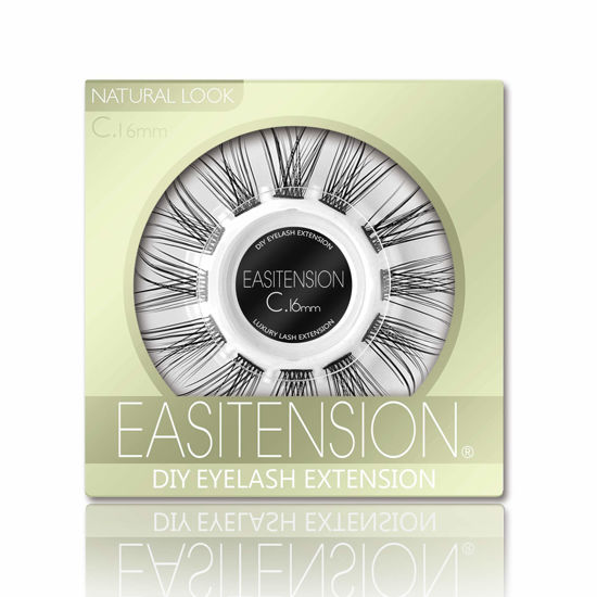 Picture of DIY Eyelash Extension, Glue Bonded Band Individual Lash 12 Clusters Natural Lashes Set, Home Eyelash Extension, C curl Lashes Pack (16MM-Natural)