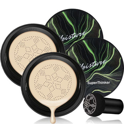 Picture of Mushroom Head Air Cushion CC Cream, BB Cream Face Makeup Foundation for Mature Skin Moisturizing Concealer Brighten Long-Lasting, Even Skin Tone for All Skin Types (2PCS Ivory)