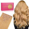 Picture of WENNALIFE Seamless Clip In Hair Extensions Human Hair, 16 Inch 130g 7pcs Strawberry Blonde Real Hair Extensions Clip in Human Hair Invisible PU Skin Weft Natural Remy Human Hair Extensions