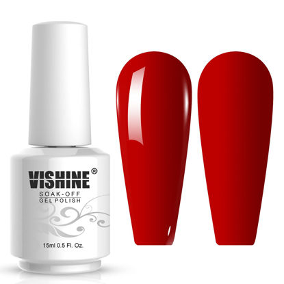 Picture of Vishine Gelpolish Professional Manicure Salon UV LED Soak Off Gel Nail Polish Varnish Color Red(1343)