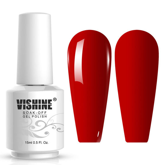 Picture of Vishine Gelpolish Professional Manicure Salon UV LED Soak Off Gel Nail Polish Varnish Color Red(1343)