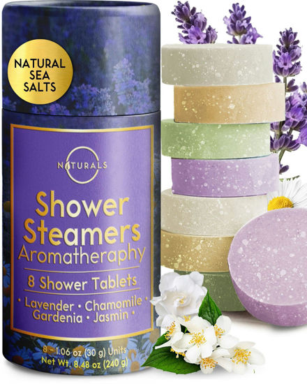 Picture of Shower Steamers Aromatherapy - Birthday Gifts for Women and Men - Shower Bombs Aromatherapy, Spa Day Essentials, Relaxation Spa Gifts - Self Care Galentines Gifts (Lavender 8 Count)