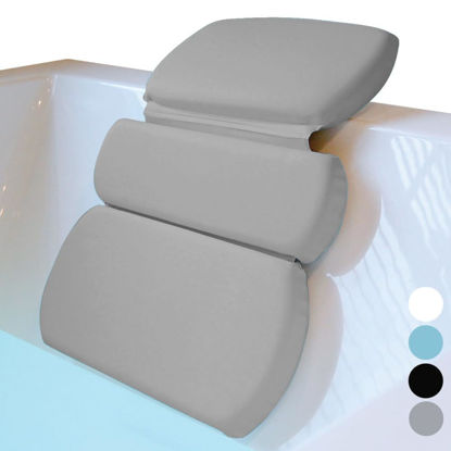 Picture of Gorilla Grip Bath Pillow for Tub, Improved Suction Cups, Luxury Bathtub Pillows, Headrest for Neck and Back Support, Relaxing Home Spa, Hot Tubs and Bathroom Essentials, Gifts for Women, 3 Panel Gray