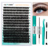 Picture of GEMERRY Lash Extension Kit Thick Lash Clusters Kit Fluffy Eyelash Clusters D Curl Eyelash Extension Kit With Lash Bond and Seal, Lash Tweezers, DIY Lash Extension Kit(80P-10-18mm)