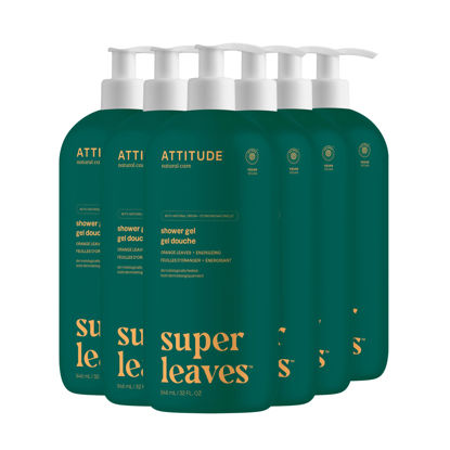Picture of ATTITUDE Body Wash, EWG Verified Shower Gel, Dermatologically Tested, Plant and Mineral-Based, Vegan Personal Care Products, Orange Leaves, 32 Fl Oz (Pack of 6)