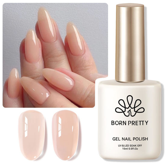 Picture of Born Pretty Jelly Gel Nail Polish Jelly Light Nude Gel Polish Sheer Translucent Skin Stone Natural Soak Off Hema-Free Gel Polish Nail Art DIY 15ML