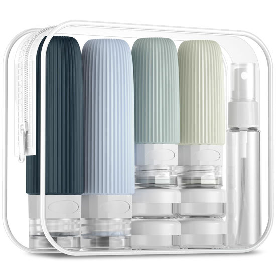 Picture of Mrsdry 16 Pack Travel Bottles Set, TSA Approved Leak Proof Silicone Squeezable Containers for Toiletries, Refillable Travel Accessories for Conditioner, Shampoo, Lotion & Body Wash Accessories