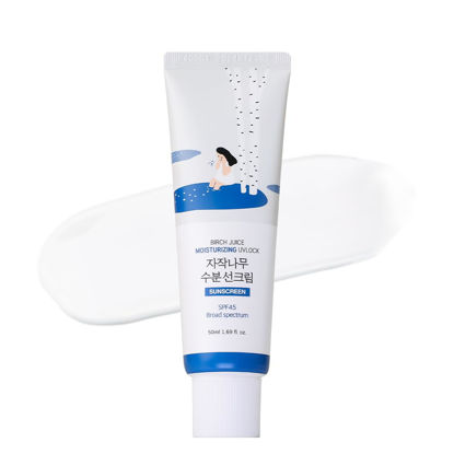 Picture of ROUND LAB Birch Juice Moisturizing UV LOCK 1.69 Fl Oz SPF 45 broad spectrum, A moisturizing sunscreen, No White Cast, Strong UV Protection, Moist Essence Type, Ocean Friendly-Reef Safe